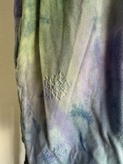 VTG 1980s S. Roberts Tie-Dye Rayon Romper with Beaded Floral Accents, Small