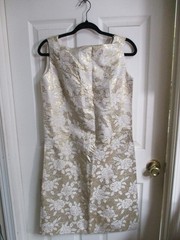 Vtg 1960s Gold Lamé Brocade Bombshell Wiggle Cocktail Dress Hand Made – M