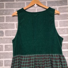 Vintage Susan Bristol Dress Cottage Core Pockets Green Plaid Buttons SIZE 12