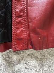 Vintage 1970’s Argentine Burgundy Leather Coat W/ Hood And Quilted Lining 13/14