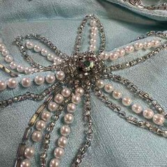 Vintage Blue Embroidered Cuff Long Sleeve Open Front Dressy Jacket
