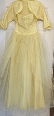 VTG’50s Custom Made Tulle/Yellow Satin ,Dress& jacket Cupcake Prom Party Size S
