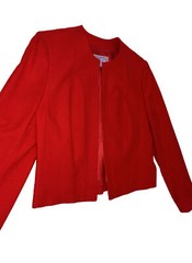 Vtg Pendleton Women Jacket Sz 10P Virgin Wool Red Cropped Blazer USA Open Front