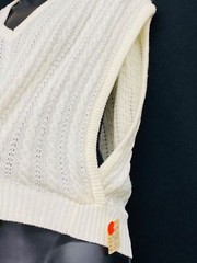 Vintage 1970s white sweater vest oversized knit top 1980s V neck deep sides