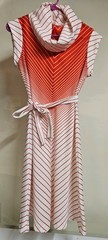 Vintage 1970s Red And White Striped Cowl Neck Dress