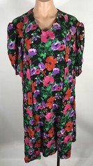 Vintage Fenner Originale Floral Puff Sleeve Skater Silk Sundress Party Dress 16