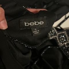 Vintage 90s Y2K Bebe Grail Beaded Strappy Back Butt Scrunch PROM Gown Dress