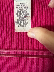 Vtg 80’s Bedford Fair L Hot Pink Scoop Neck Cropped Cardigan Sweater USA Made