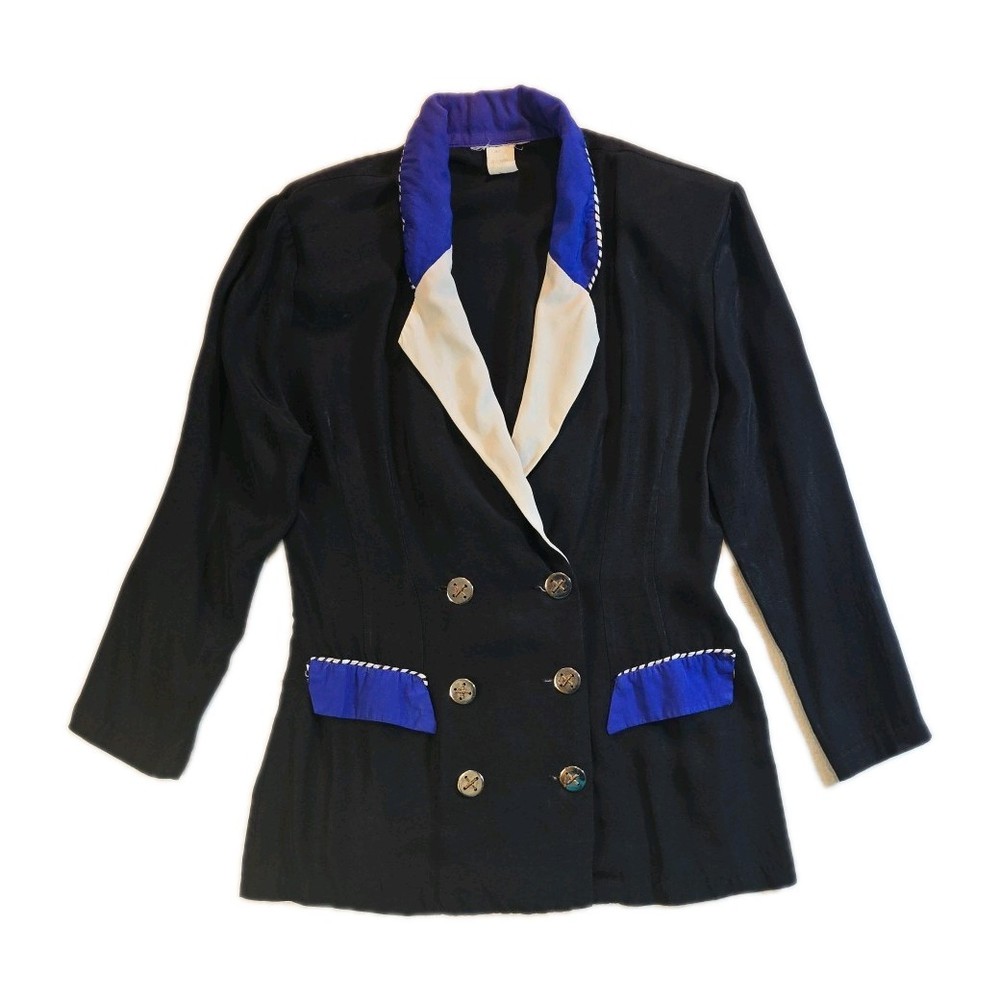 Vintage Color Block Purple Black & White Lightweight Blazer – Size M