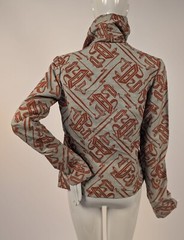 AVANT GARDE VINTAGE PRINT TOP W SIDE ZIP + OVERSIZED TURTLE NECK