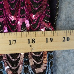 Vintage Disco Top Womens Large Multicolor Sequin Zig Zag Metallic Party Blouse