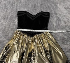 Jessica McClintock Vintage black velvet and gold two-piece dress with a bolero.