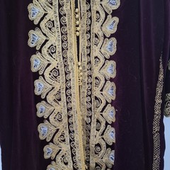 Vintage Velvet Motrocon Style Kaftan Deep Purple Velvet &Gold Embroidery