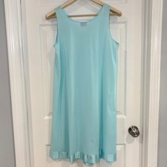 VTG Aqua Mint Blue Two-Piece Nylon Peignoir Nightgown & Robe Set Size M & L USA
