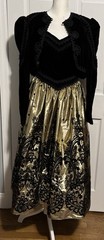 Jessica McClintock Vintage black velvet and gold two-piece dress with a bolero.