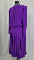 Vintage Ricki Lang for Nuit Purple Blouson Dress w Dropped Waist Skirt Size 12