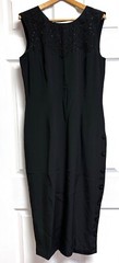 1990’s Vintage Patrick Collection 100% Silk Sheath Dress Black Size 12 Beaded
