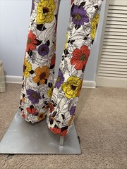 Vtg Portiono 70s Womens Two Piece Matching Set Crop Top And Pants Floral Sz S