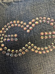 ESCADA VTG LIGHT WASHED RHINESTONE BEADED JEANS SZ44EU(10-12 US)MADE IN TURKEY