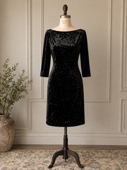 Vintage 50s Velvet Wiggle Dress 38” bust Black Gigi Young Original pinup retro