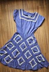 1950s Toni Todd Blue And White Lace Dress Medium 29″ Waist