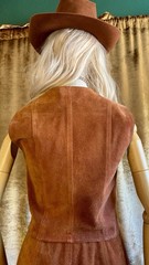 Vintage 1970s Hide-Away Suede Skirt Set, 9/10 (small), Leather, Cognac Brown