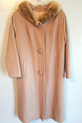 Carol Brent Vintage 60s Wool Coat Women’s Beige Fur Collar Lined