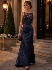 Vintage 90’s whimsygoth Navy Blue beaded party formal prom dress size 7/8 Small