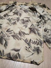 Vtg 80s Brown Floral Cropped Half Sleeve Button Up Blouse Top kitsch M