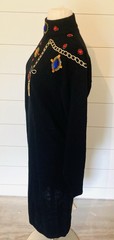 Vintage 1980s 1990s black bejeweled sweater dress Sz M
