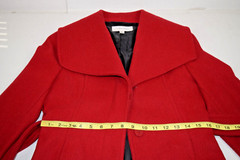 Vintage Coat Calvin Klein Size S/M 80s Cherry Red Buttons Belt Tie Detail Collar