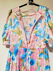 Vintage 80s Vincent Bastien Paris Floral Midi Dress France FR 42 US10