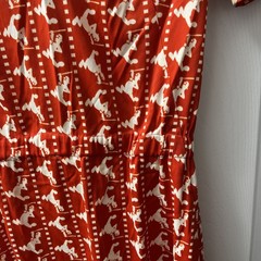 Vintage 1970s Police Novelty Print Dress Orange/Red White Cop Bobby Double Knit