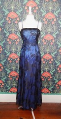 Vintage 90’s Y2K Dress Blue Black Lace Whimsigoth Homecoming Prom XS