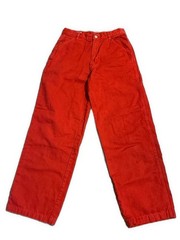 Fiorucci Vintage Safety Jeans Red Wide Leg Carpenter Y2K Large 68-78 Italy