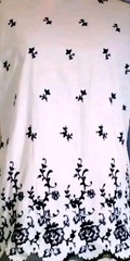 VTG 60s Embroidered Black White Crisp Cotton Blouse w Bell Cuff Frilly Sleeves M