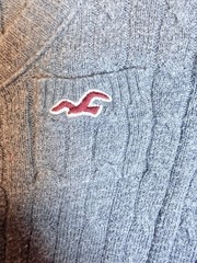 VTG Y2K Hollister Cable Knit Henley Gray Sweater Women’s Sz XS Bella Swan Elena