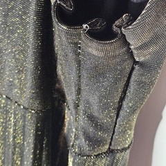 Vintage Filigree Ltd Collection Womens Mini Dress Black Gold Sparkles Pleated