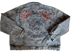 Vintage Gitano Acid Wash Jacket Size S/M Embossed Sequin 80s Womens