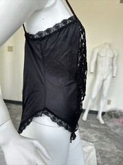 Vintage Midnight Hour Black Satin Lace Nylon Bodysuit~Medium