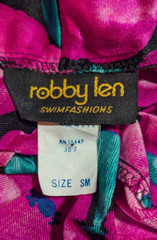 Vintage SZ Small Robby Len Fuchsia Aqua Swim Ocean Pool Fish Versatile Cover-Up