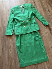 VTG 80s JH Collectibles Green Skirt Suit Set Jacket 6 Skirt 8 St Patrick’s Day