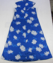 Hilo Hattie Womens Muumuu sz 14 Hawaiian Maxie Dress Gown Blue Floral 1/2 Zip