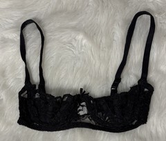 Empire Intimates Black Open Nipple Lace Sheer Nylon Underwire Bra 34A/B