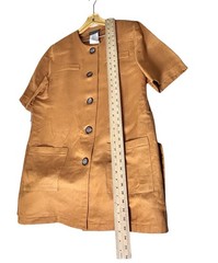 VTG Harve Benard 3pc Slit Skirt Suit Women Size 14 Camel Tan Short Sleeve Jacket