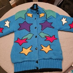 Vintage, Likely 1980’s, Puffy Sweater Or Jacket, Colorful, Acrylic Medium M Med