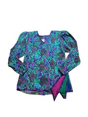 Vintage Maggie Shepherd Women Elegant Asymmetrical Floral Print Blouse – Size M