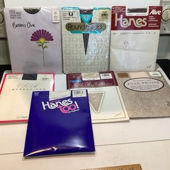 VTG LOT OF 7 PAIRS OF NOS STOCKINGS PANTYHOSE VARIOUS SIZES & COLORS HANES ETC.