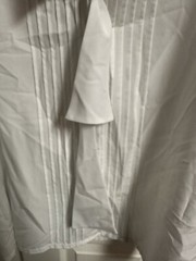 Vintage Judy Bond White Button-Up Blouse with Trim Collar Bow Xl 16 Tuxedo