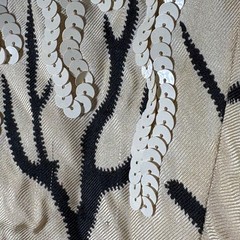 ​VTG 1960s Wool Sheath Dress Branch Design Ivory Swirl Sequins Cocktail Saks? S